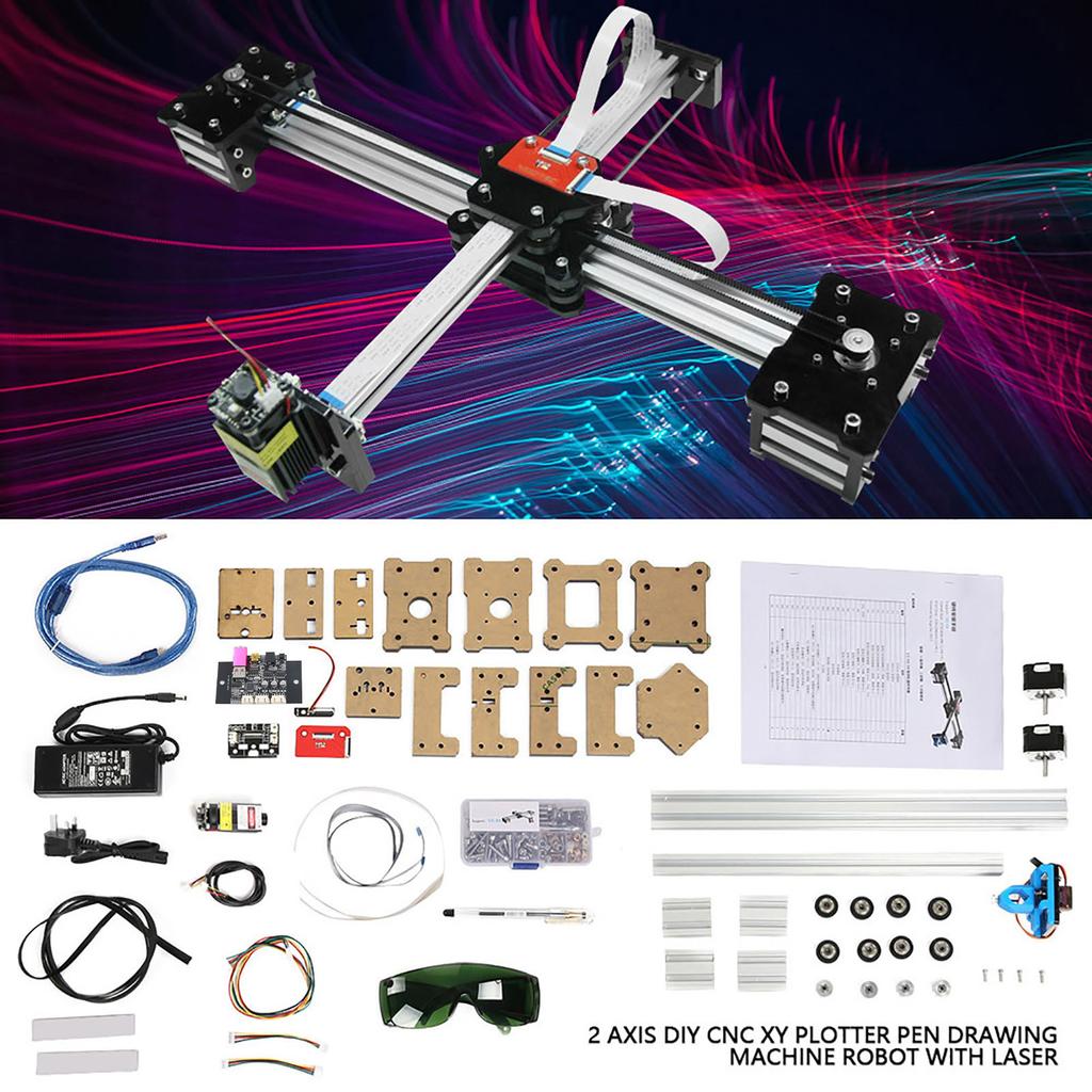 2 Axis CNC XY Plotter Pen Drawing Machine Robot with 0.5W Laser