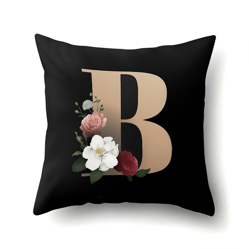 Polyester Pillowcase Home Car Decoration Printing Pillowcase 26 English Letter Cushion Cover
