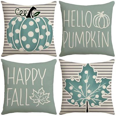New Autumn Pillow Home Pumpkin Polka Dot Striped Maple Leaf Thanksgiving Sofa Pillow Cover