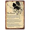 Vintage Distressed Metal Tin Sign Wall Art - Edgar Allan Poe "The Raven" Poetry Quote, Rustic Iron Square Home Decor for Livi