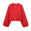 Red Zipper Bomber Jackets for Women Soft Cropped Jackets Long Sleeve Woman's Sports Jacket Outerwears