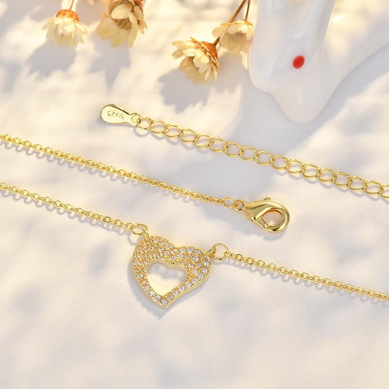 

Горячее ожерелье для женщин с бриллиантовой подвеской в форме сердца на День святого Валентина, подарок для девушки