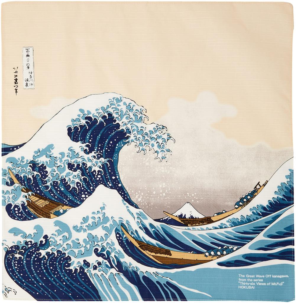 Maruzen Japanese Goods Cotton Furoshiki The Great Wave off Kanagawa 50 x 50 cm 102 (wrapping cloth) Hokusai's No.