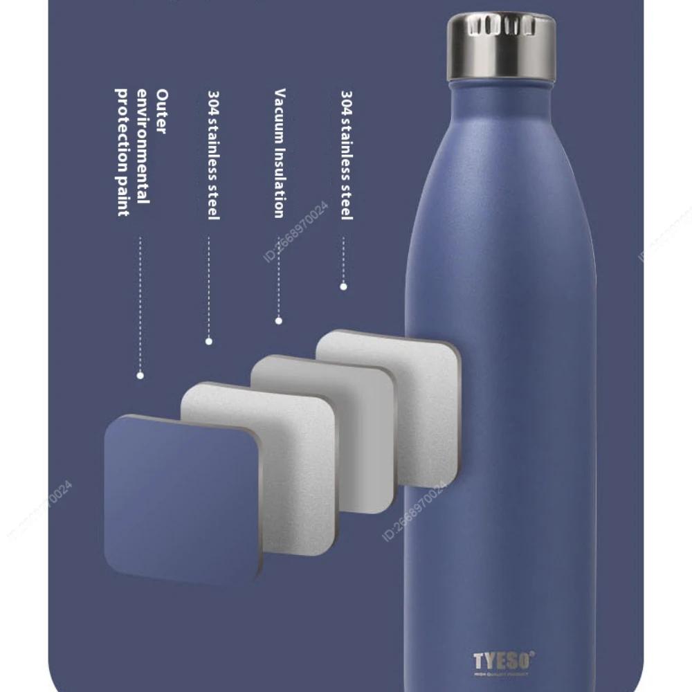 Tyeso 750/1000ML Stainless Steel Cola Bottle Sports Kettle Keep Cold Thermal Cups Vacuum Travel Tumbler Mug Bike Bottle nero