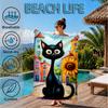 Black Cat In Sunflower Town Beach Towel, Microfiber Beach Towel, Perfect For Pool, Beach, Travel, Home Decor Beach Party Fan Gifts