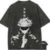 T-shirt Uomo Satoru Gojo Jujutsu Kaisen Vuoto Illimitato Lavaggio Acido Vintage Streetwear Oversize Retro Anime Giapponese Grafica