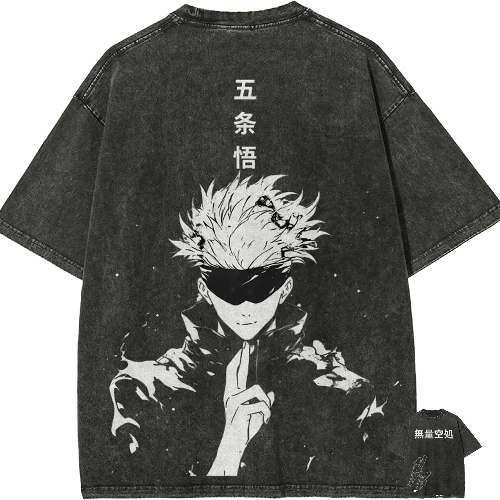 

Satoru Gojo T Shirt Men Jujutsu Kaisen Unlimited Void Vintage Acid Wash Streetwear Oversized Retro Japanese Anime Graphic Tees M