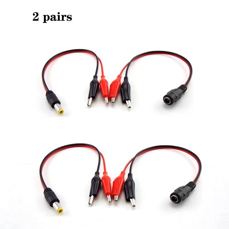 25CM DC Male Female To Alligator Clip Cable Plug Power Plug Connector Adapter Wire DC 5.5*2.1mm Crocodile Test Leads