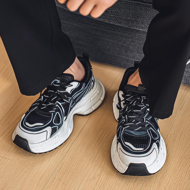 

2026 Versatile Breathable Trendy Sports and Leisure Mesh Shoes Lightweight Low Cut Thick Soled Tall Men s Shoes 39 чёрный