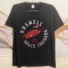 Black Summer Women Tshirt Roswell Space Cruisers Established 1947 Rocket Design Short Sleeve Workout Crew Neck Tee Shirt