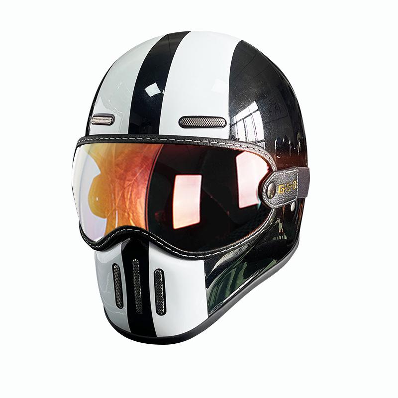 Fiberglass Retro Full Face Motorcycle Helmet for All Seasons - Unisex Winter Safety 3C Certified