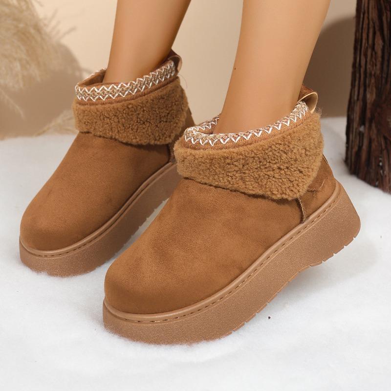 Large-sized Warm Snow Boots for Women, Short and Thick-soled Women's Boots, Cotton Shoes