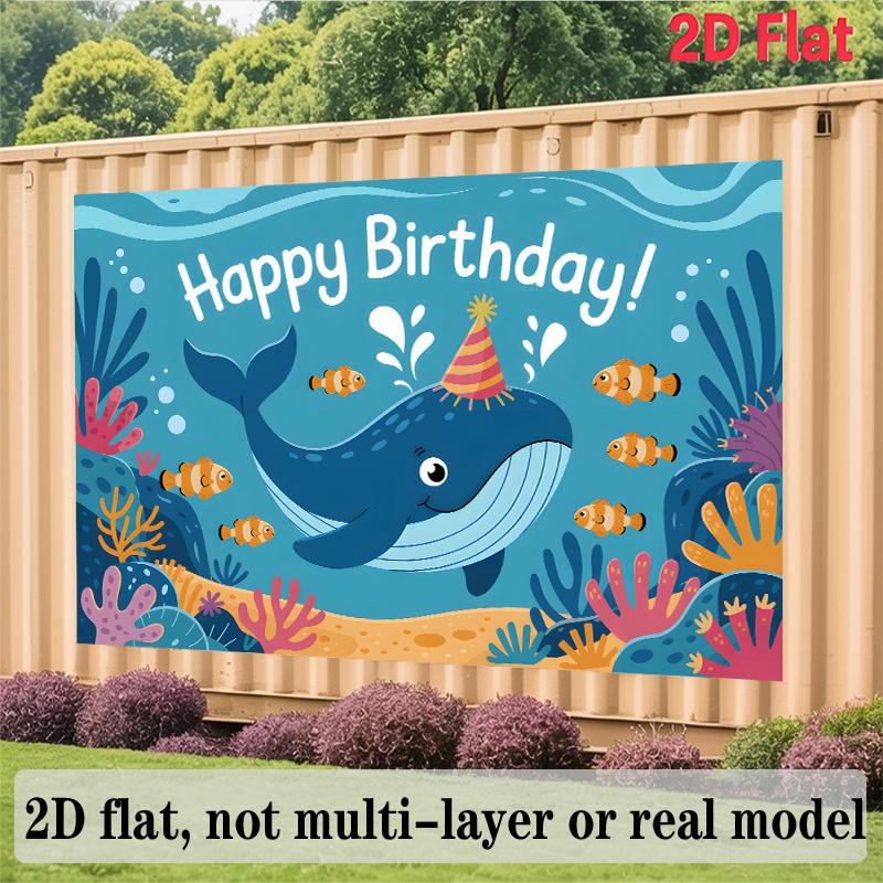 Party Backdrop Flat Whale Hanging Patterns Photo Background Decor Birthday Party Decor