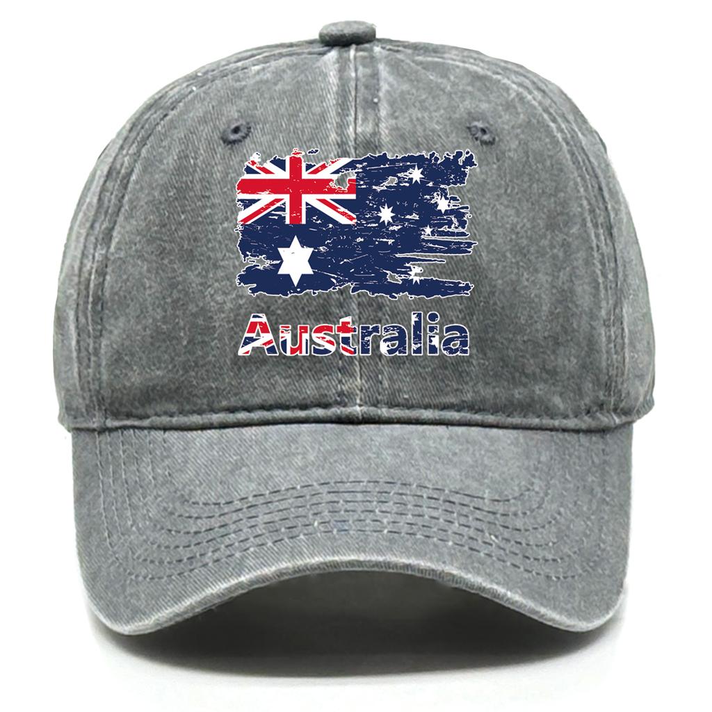 Retro Style Australian Flag Print Snapback Sun Hat Caps For Woman Washed Retro Vintage Adjustable Baseball Caps High Quality Cap