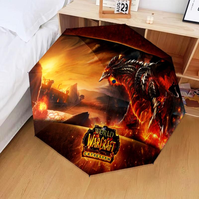 World Of Dragon Battle Warcraft Automatic Folding Umbrella - 8-Rib Travel Umbrella with Auto Open/Close & Portable Gifts for holidays or birthdays