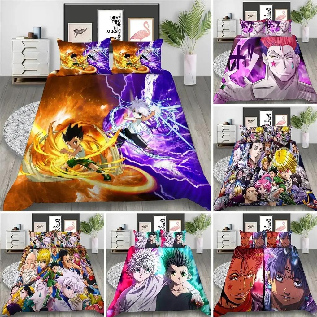 3D Anime Hunter X Hunter Ložní souprava Povlak na přikrývku Ložní souprava Přikrývka Povlak na polštář Přikrývka King Queen Size Chlapecká Dospělá Ložní souprava