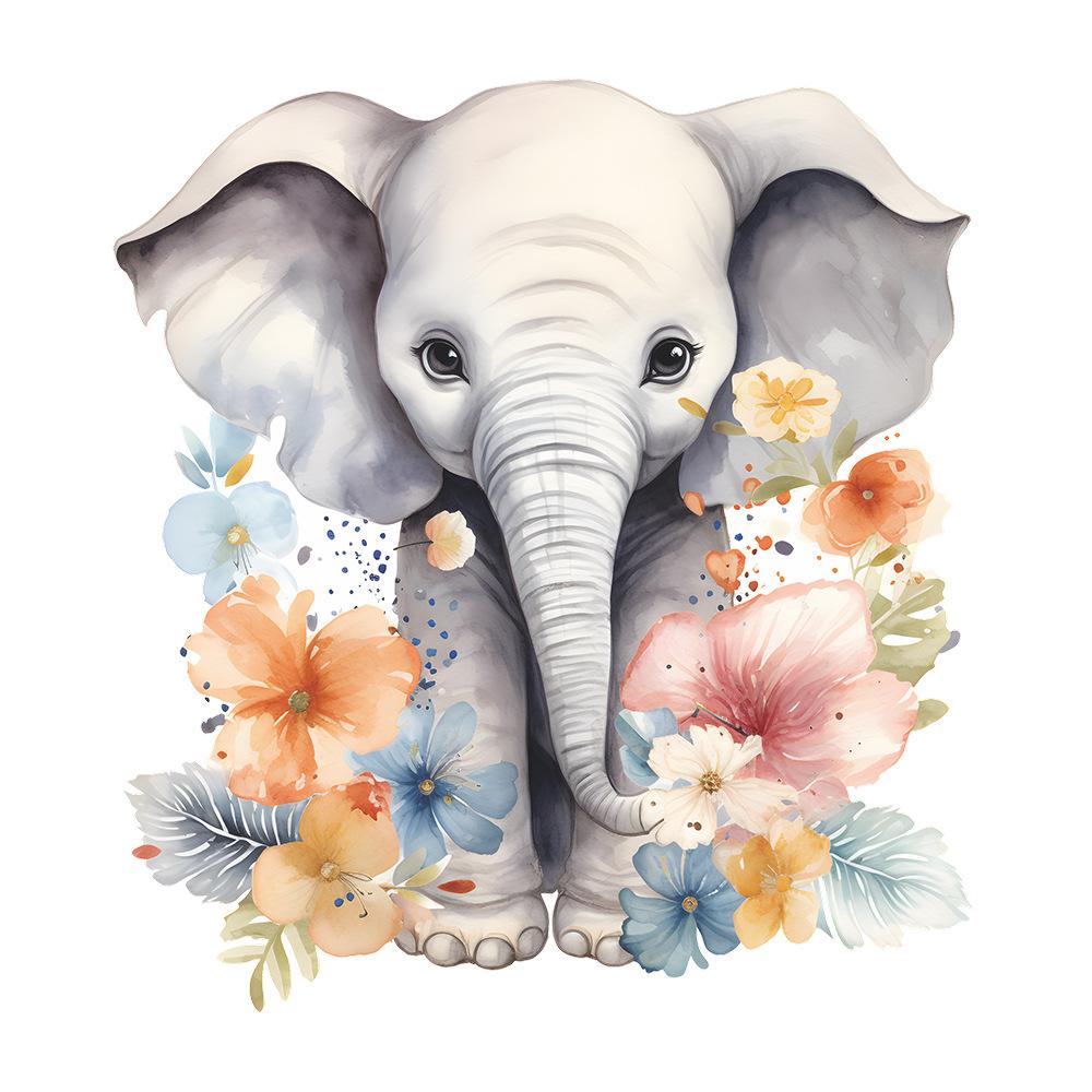 Fun-m114 Cartoon Elephant Painted Flower Toilet with Bathroom Bathroom Beautification Wall Sticker