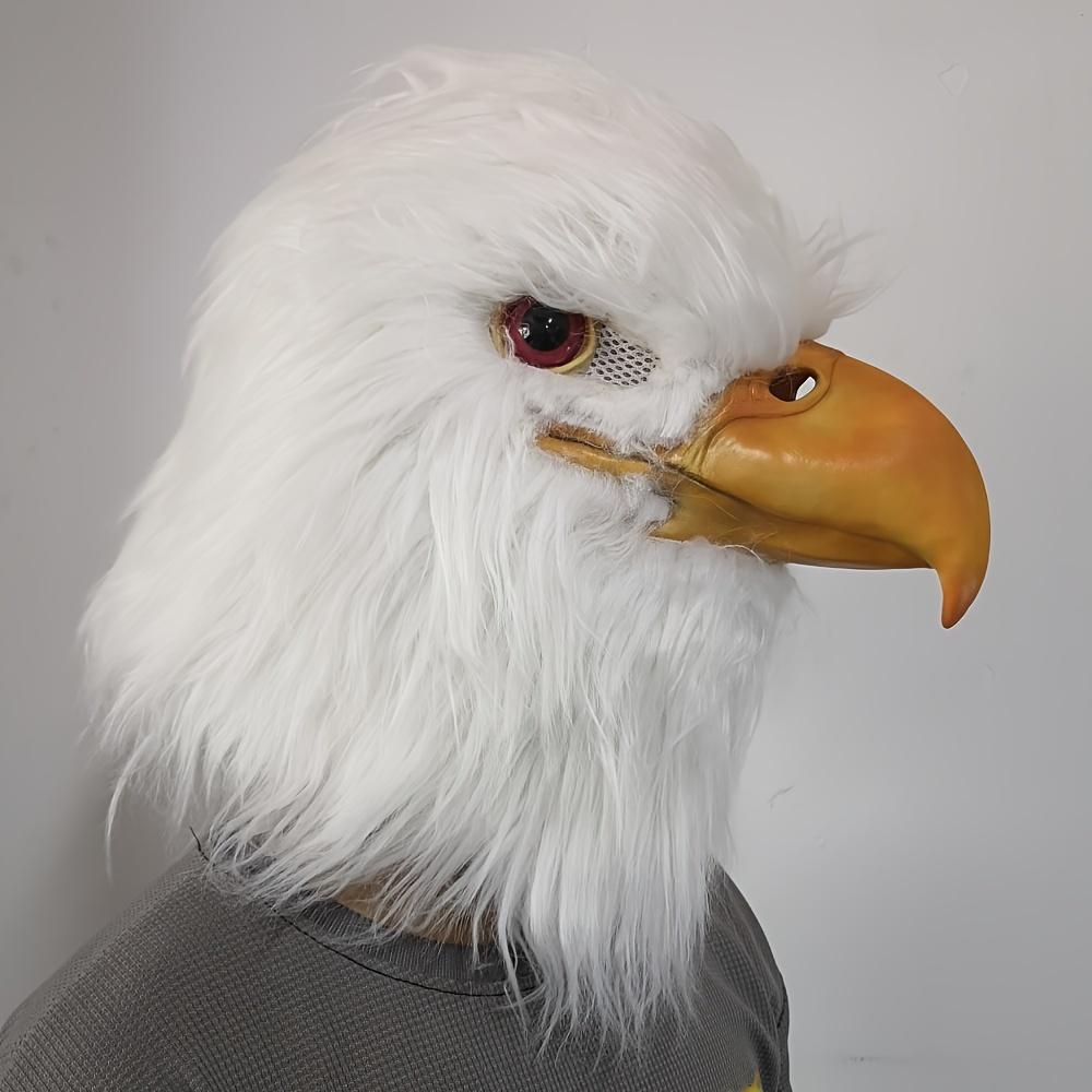 Natural Latex Realistic Adorable Cool Eagle Mask, Fluffy White Animal Headgear Prank Prop Dress Up Accessories, Halloween Christmas Cosplay Outfit Pho