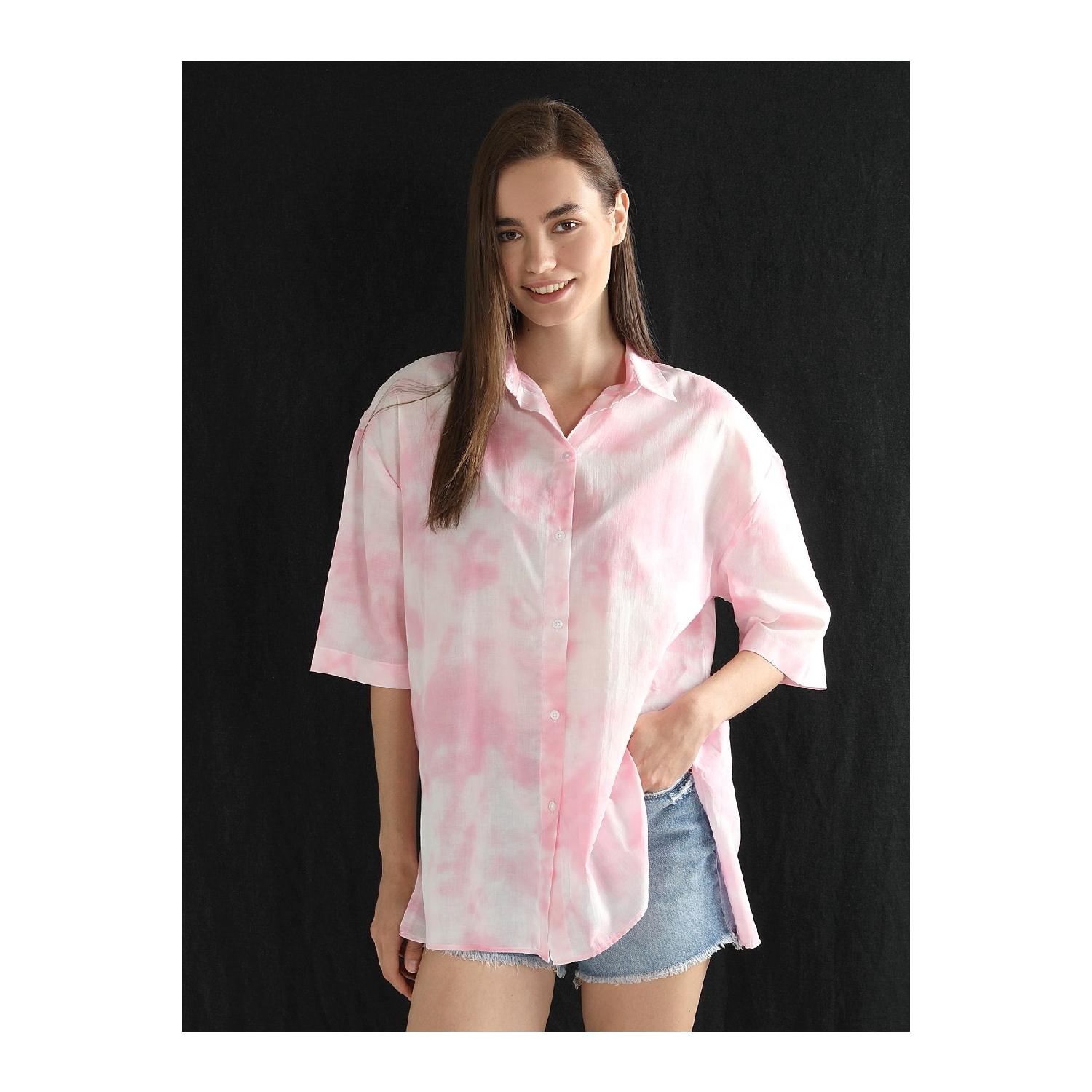 

Relaxed Fit Patterned Women s Pink Short Sleeve Shirt Cl1059130 M розовый