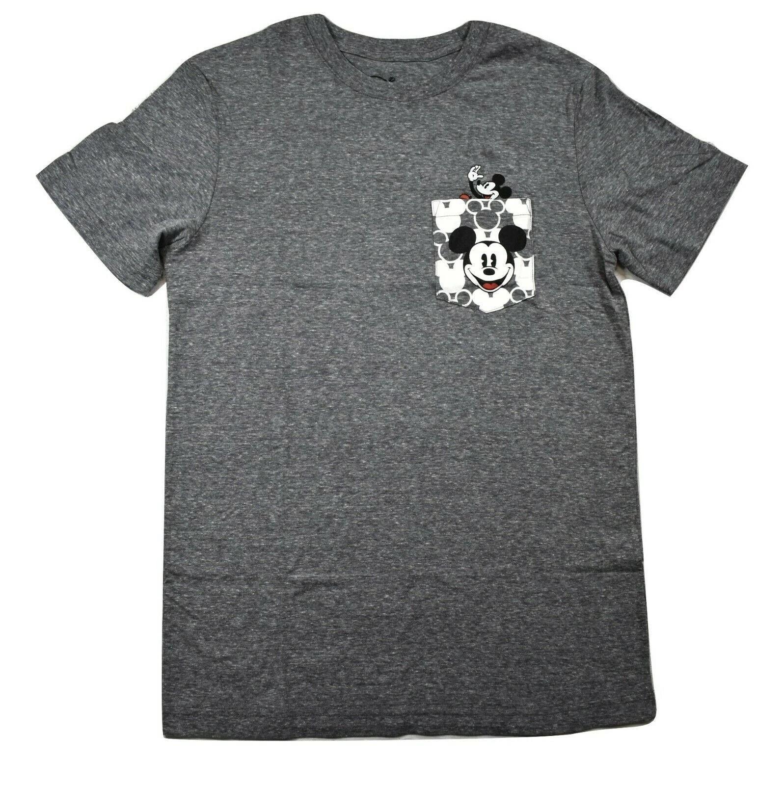 Disney Mens Mickey Mouse Pocket Tee Gray Shirt New S 2XL