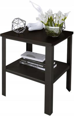 Screw-Together Table with Shelf Loft Living Room 40X40X45 Black+Minipearl Top