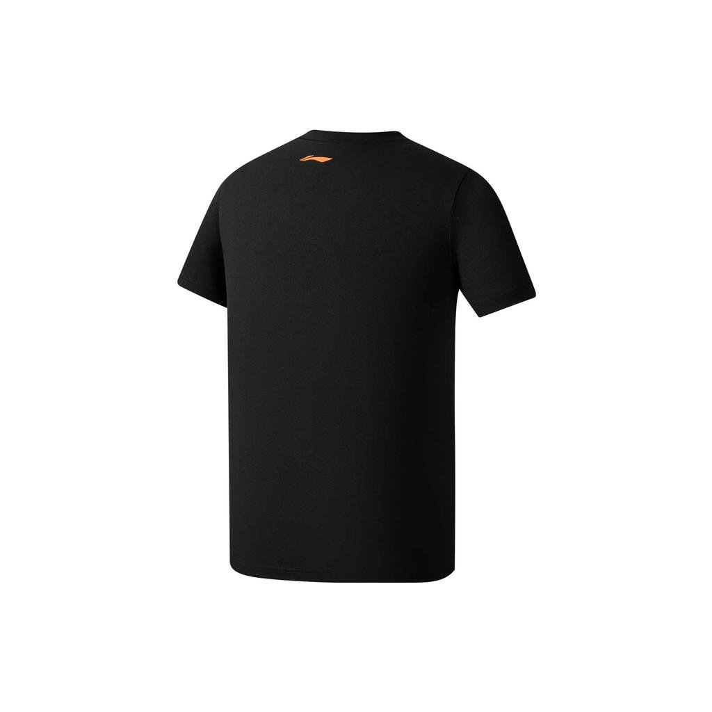 Li Ning Fitness Series Logo Print Casual Moisture-Wicking Quick-Dry Short Sleeve T-Shirt Men Tops Black ATSS605-1