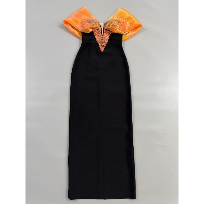 Summer New Bandage Dress Temperament Socialite Bead Waist Thin Long Hip Dress Dance Party