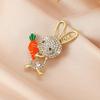 High-End Zirconia Carrot Rabbit Brooch - Cute Animal Pin, Perfect Easter Accessory