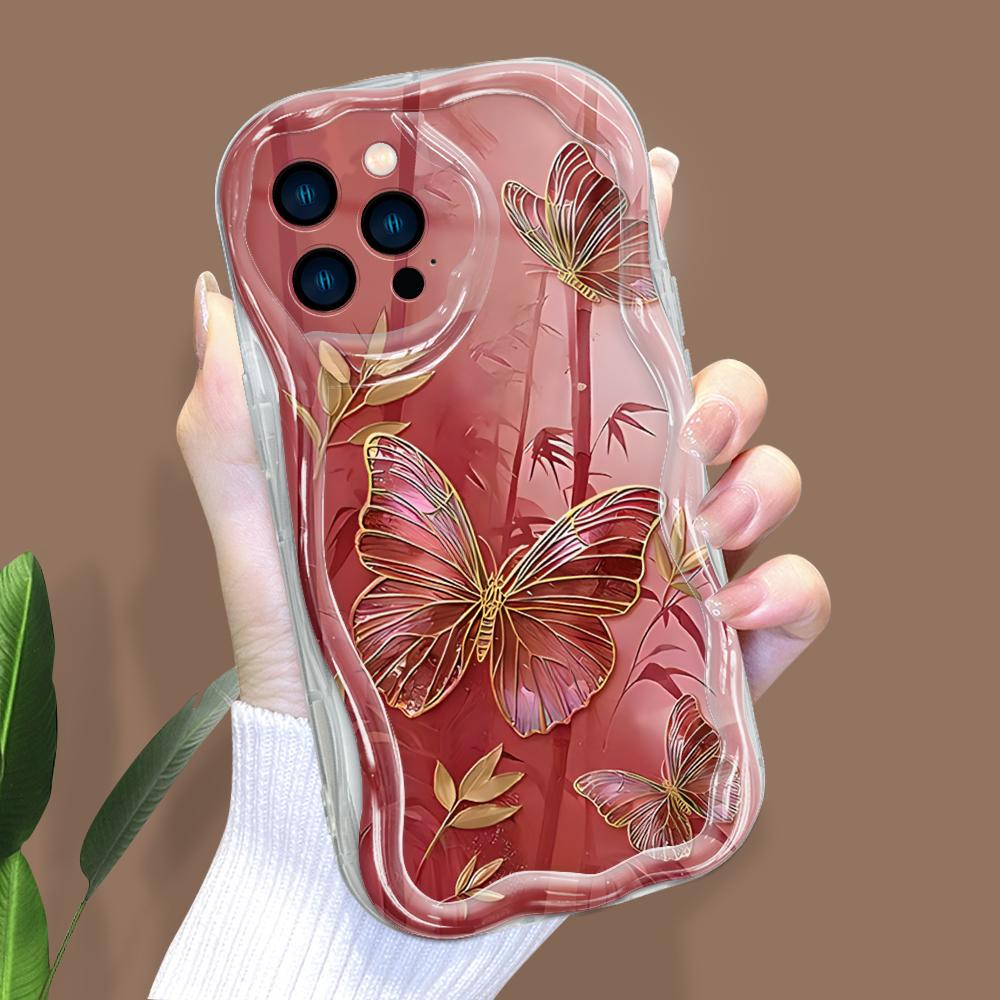 Cartoon Pattern Cream Texture Casing Wavy Edge Soft Silicone Cover Phone Case for IPhone Samsung Huawei Honor Xiaomi Redmi Infinix Tecno