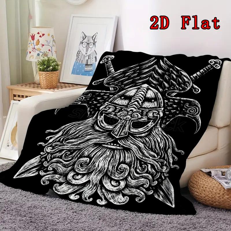 Odin Wikinger Krieger 2D Flaches Muster Flanelldecke Hohe Qualität Alle Jahreszeiten Wärme und Komfort Perfekt für Weihnachtsgeschenke.