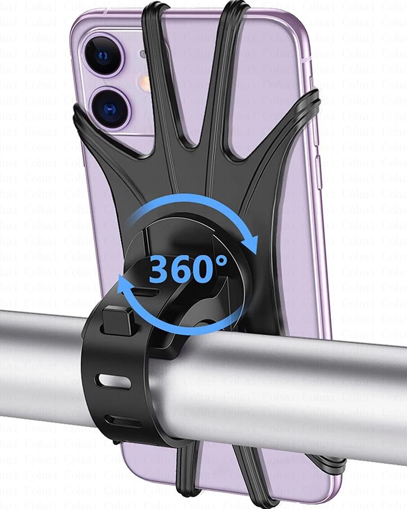 Silicone Bicycle Phone Holder Universal Bike Motorcycle Mobile Phone Stand Handlebar Clip Bracket for 4 to 6.5 inch Cell Phone