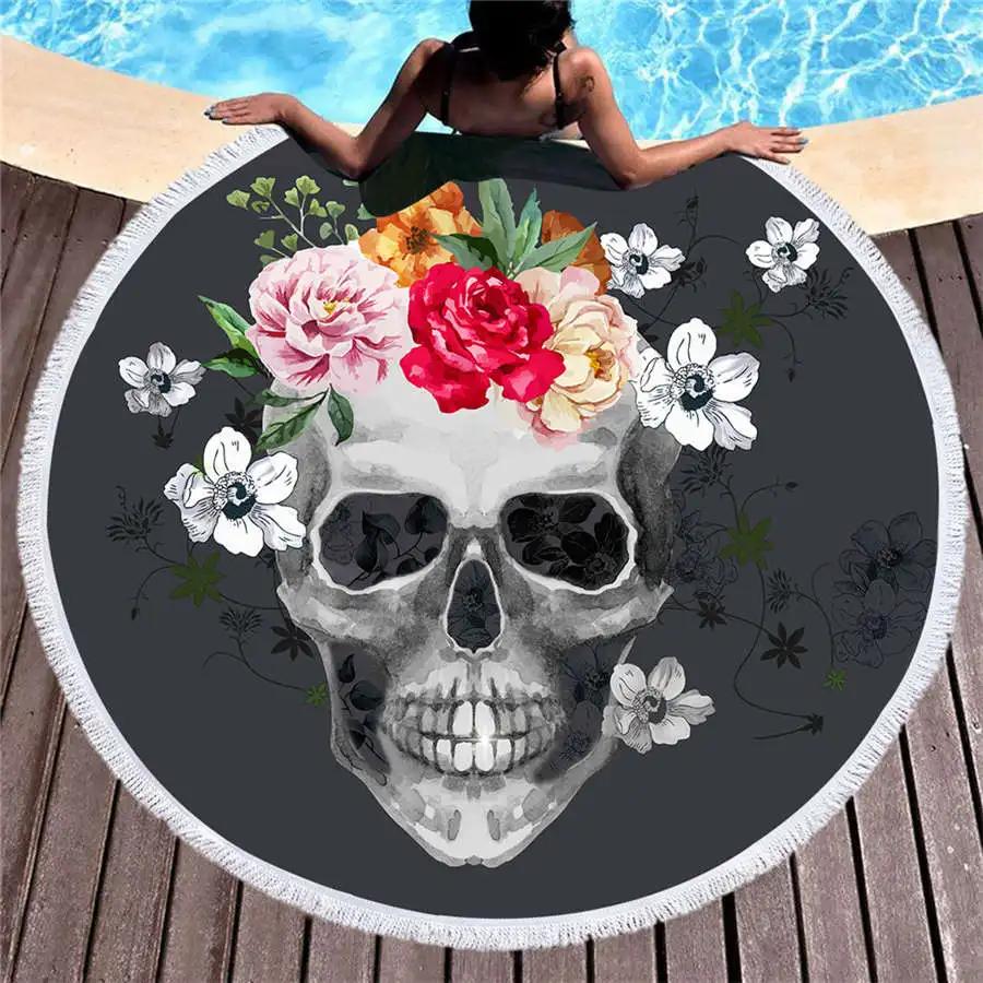 Swimming Towels Outdoor Beach Tassel Towel Yoga Blanket 3D Print Round Wall Tapestry Beach Cover Up Bath Shawl Thick Camping Mat