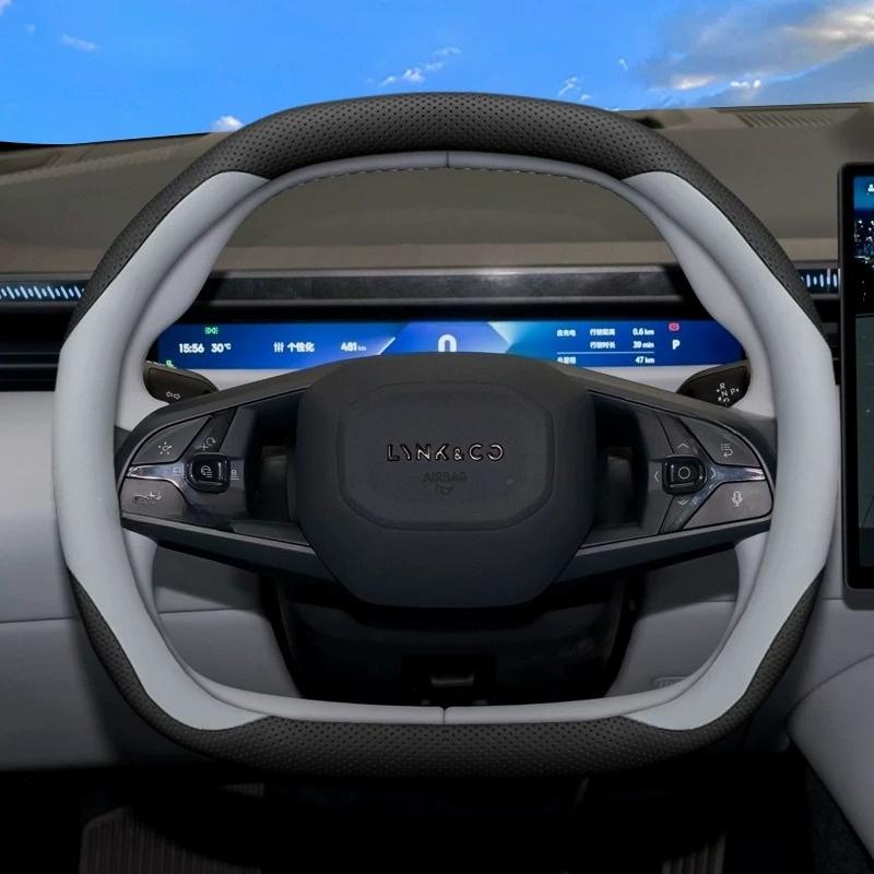 Leather Car Steering Wheel Cover for Lynk & Co Z20 900 Z10 08 EM-P 2025 2026 Interior Protective Accessories Styling Parts