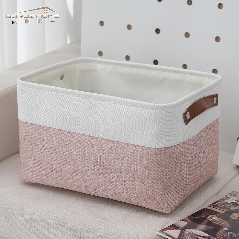 Coș de depozitare modern din in bicolor pentru casă și jucării