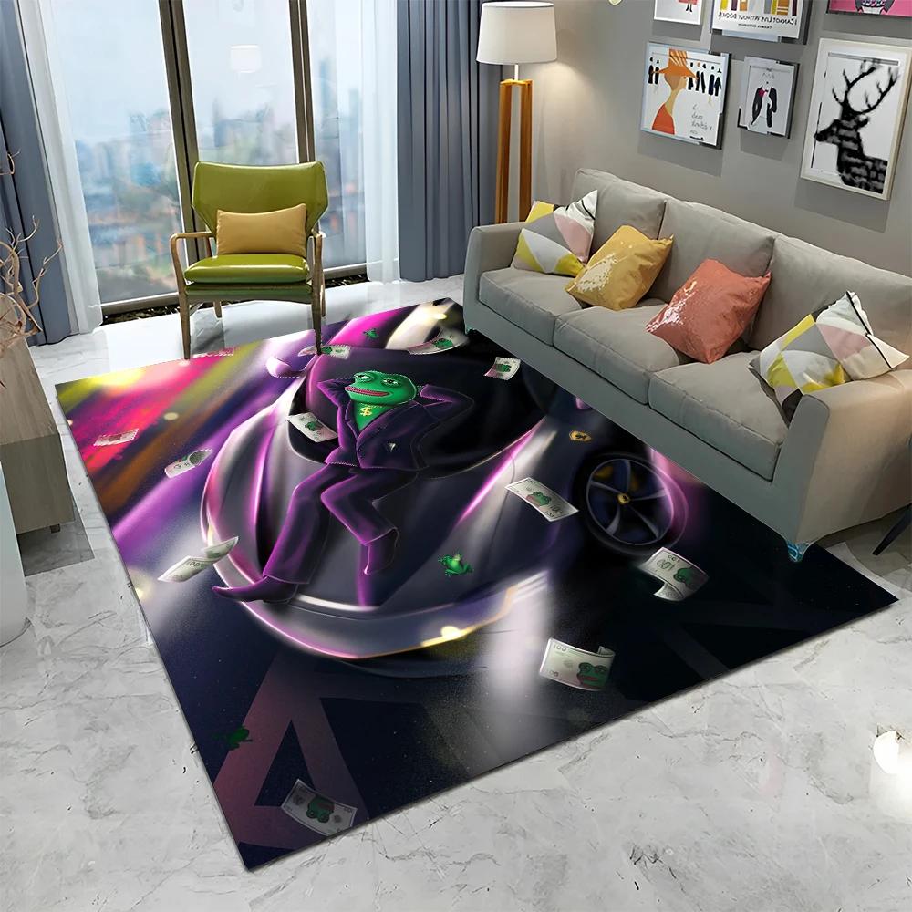 3D Pepe The Frog Face Cartoon Carpet Rug for Home Living Room Bedroom Sofa Doormat Decor,kids Play Area Rug Non-slip Floor Mat