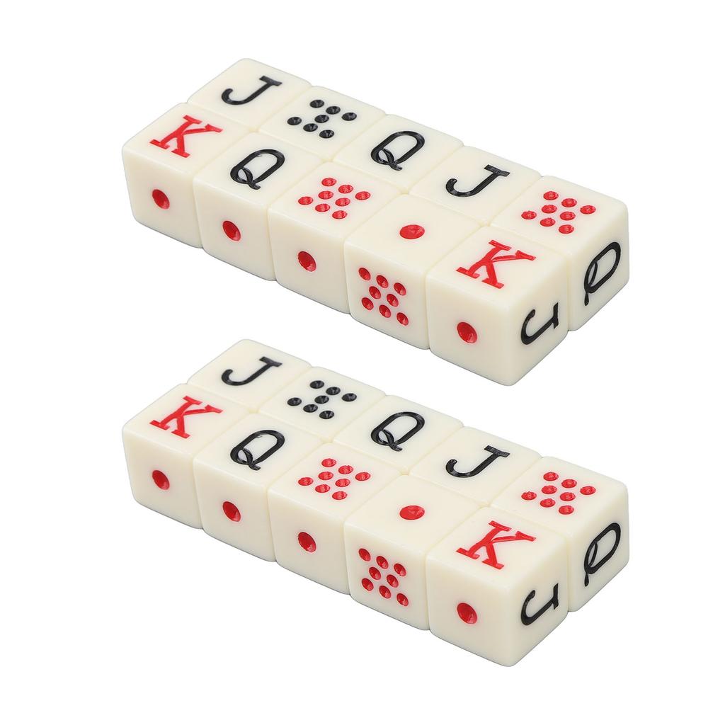 20Pcs Spanish Poker Dice 6 Sided Square JQK Dice Plastic Table Game Dice Set Yellow