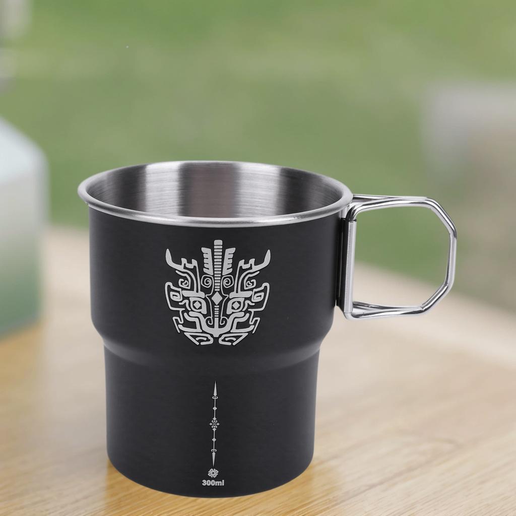 300ml Mountainhiker Camping Cups Stainless Steel Camping Coffee Mug with Foldable Handle Stackable for Tourist Trekking Hiking
