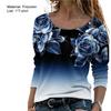 Women Shirt Floral Print Gradient Color All Match Spring Blouse for Daily Wear