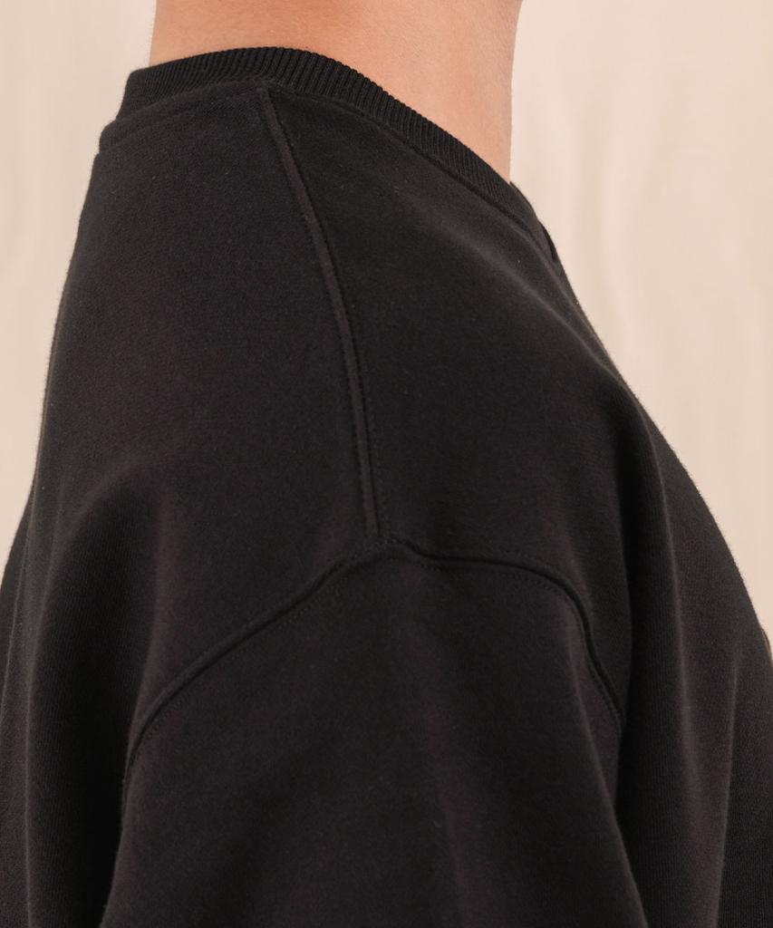 Ellamo Terry Basic Plain Pocket Oversized Sweatshirt [Black]