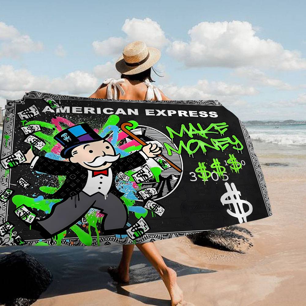 Cartoon Dollar Monopolys Anime Beach Swimming Towel Soft Absorbent Washcloth Children's Gifts for Kids Travel Camping Gym