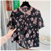 2025 Summer New Retro Flower Short-sleeved T-shirt Loose Shirt Top for Women