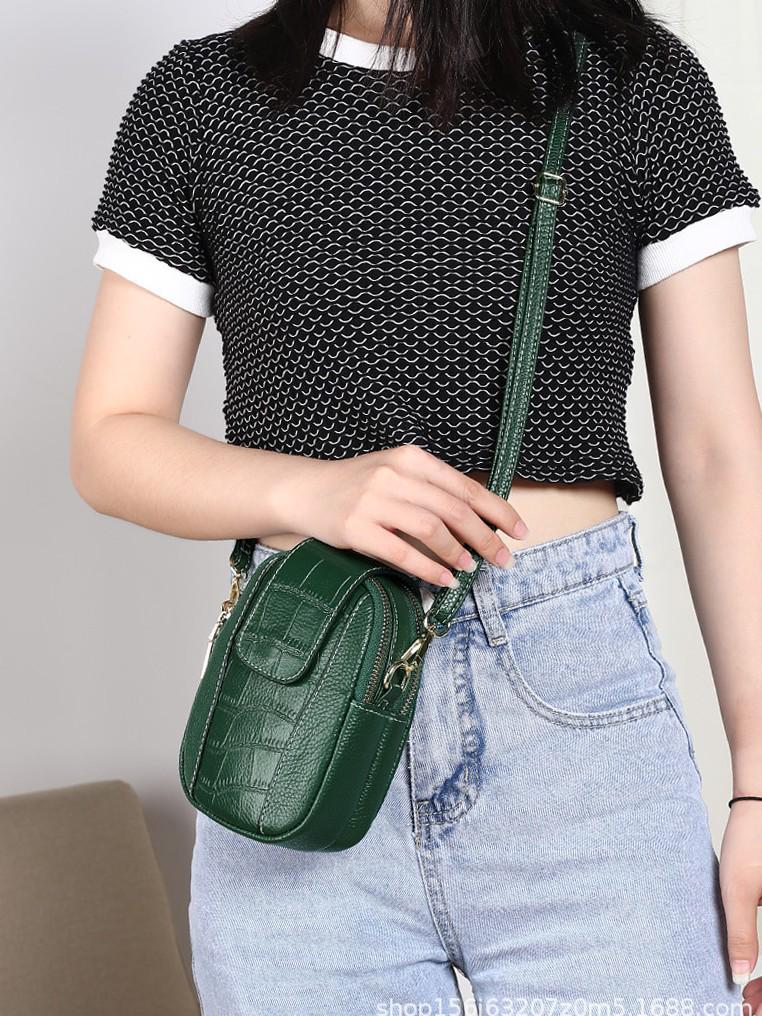 Women's Trendy Genuine Leather Crossbody Phone Handbag - Winter 2025 Collection