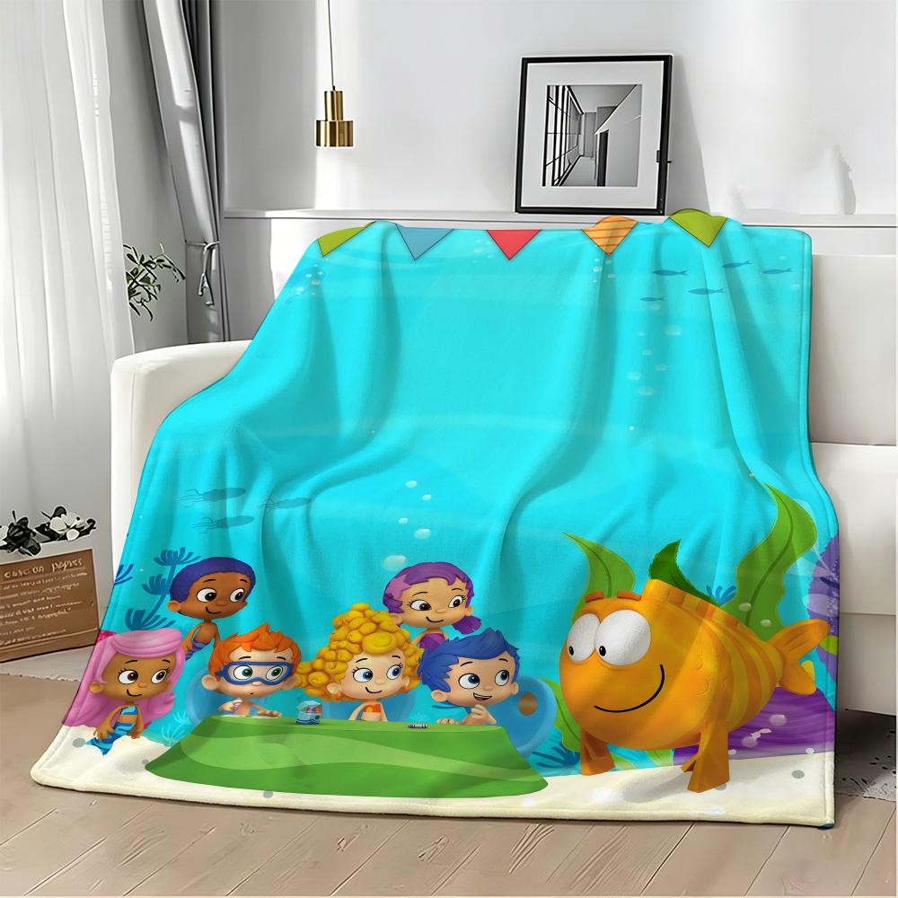 Anime B-BubbleS GuppiesS Throw Soft Warm Throw Blanket for Bedroom Living Room Bed Travel Camping Picnic Gift