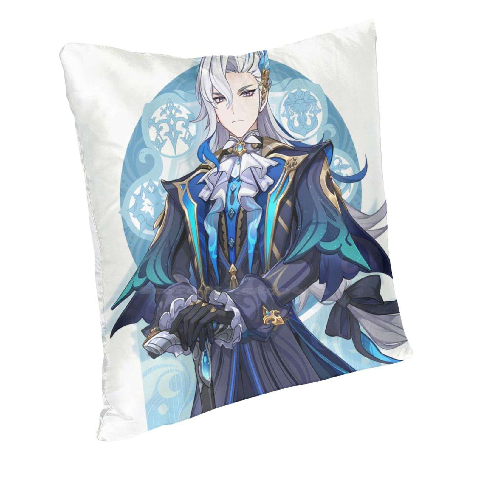 Neuvillette Vertical Poster Throw Cushion Pillow Cover Pillowcase Neuvillette Neuvilette Genshin Impact Porridge Splash Peach skin 18*18(CM)-1Pcs