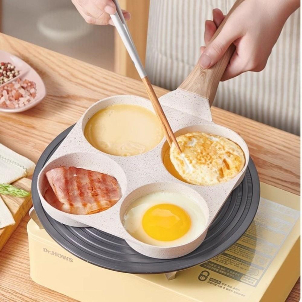 4 Holes Frying Pan Omelet Egg Frying Pan Cookware Non-Stick Pancake Pan  Gas Stove