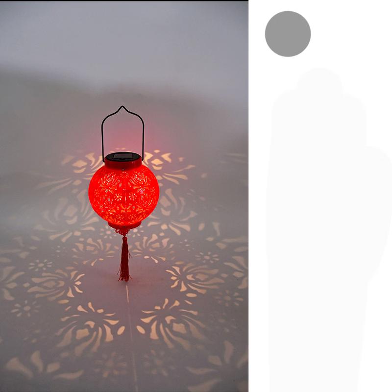 Outdoor Solar Peony Lantern with Chinese Knot