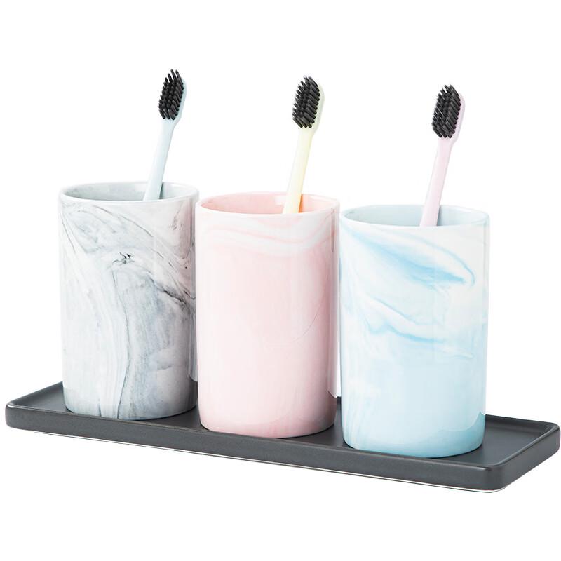 Shangqi Marble Pattern Ceramic Bathroom Cup Set