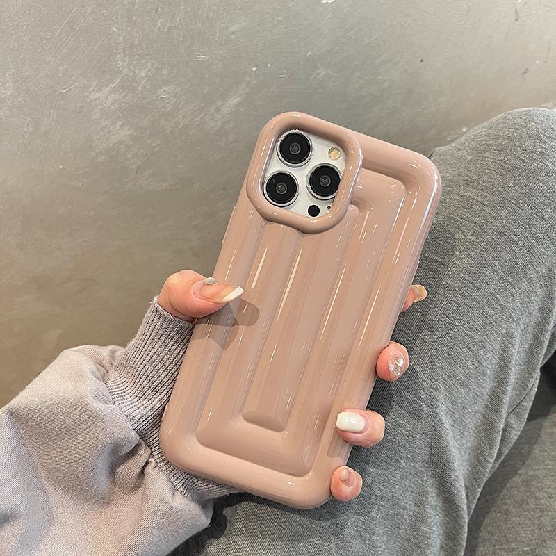 Einfache einfarbige 3D-Streifen-Hülle für iPhone 14 13 12 11 Pro Max, Überzug, lila, weiche Silikonhülle, stoßfeste Stoßstange