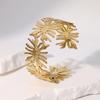 Hypoallergenic Waterproof Vintage Elegant Retro Irregular Leaf Bracelet Open Wide Version Personalized French Light Luxury