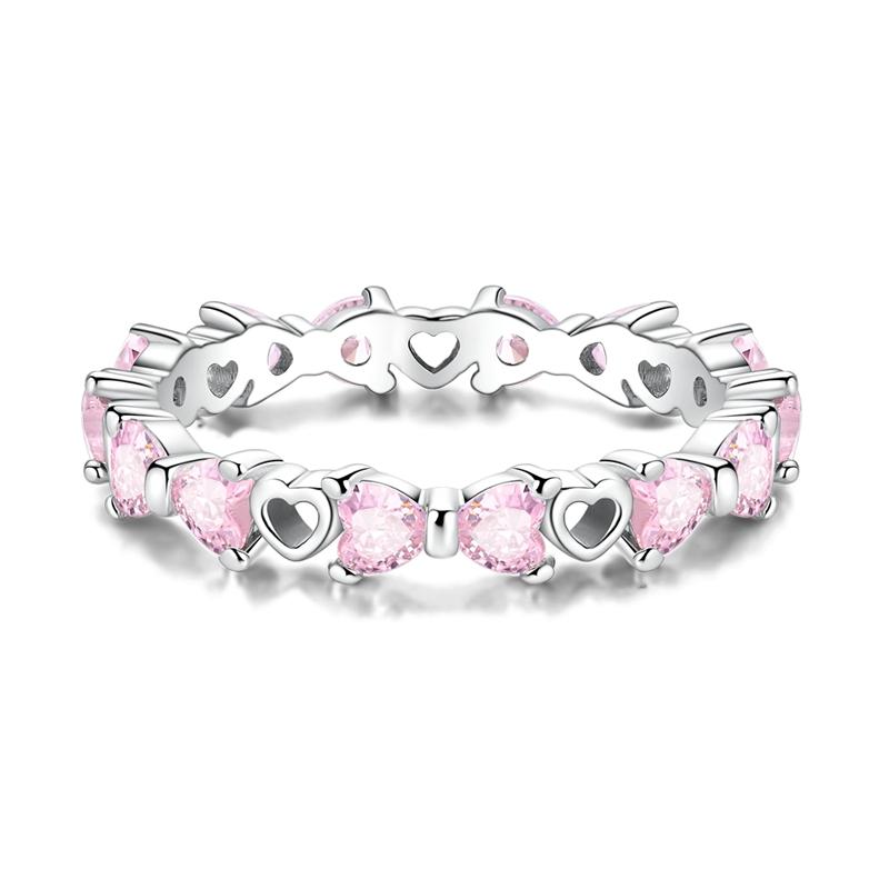 Rings 100 copper Pink Heart Zircon Womens Anniversary Gift Engagement Rings for Women Mens Jewellery High Quality